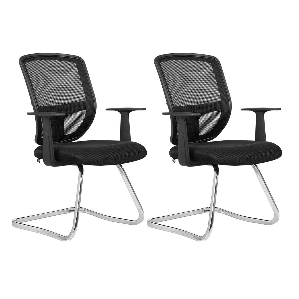 Set van 2 Ergonomische Vergaderstoel DINAMIC V, Sledeframe, Metalen Onderstel, zwart