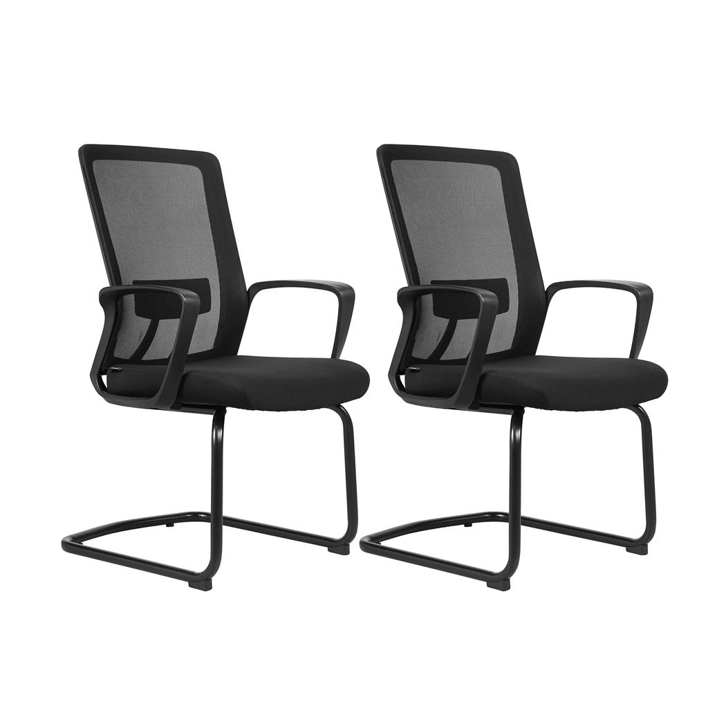Set Van 2 Ergonomische Vergaderstoel ERGOCITY V, Met Lendensteun, Metalen Onderstel, Zwart