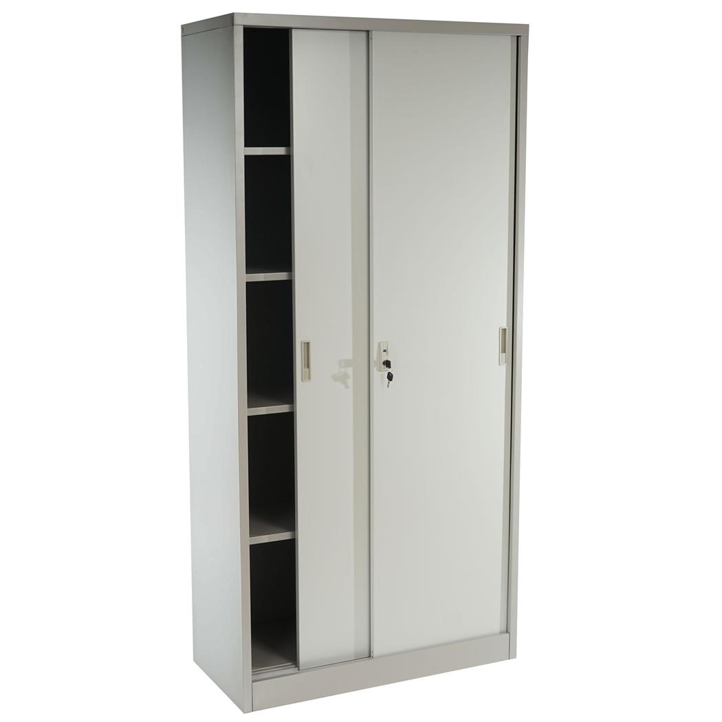 Metalen archiefkast OLSEN 2 SCHUIFDEUREN, 180x85x40cm,in Staal, Kleur Beige
