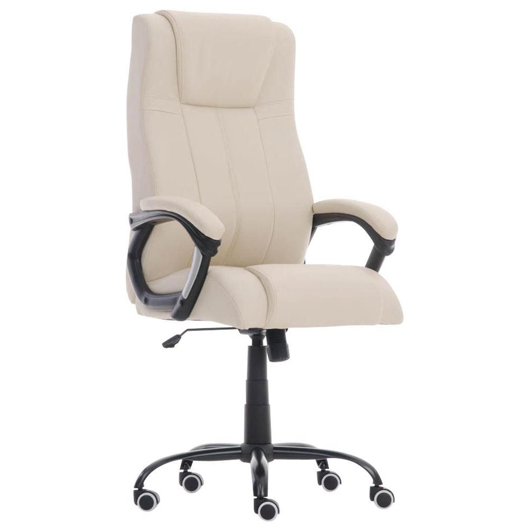 Directiestoel CONDOR, Uitstekende Vulling, Zeer Stevig, Beige Lederen Bekleding