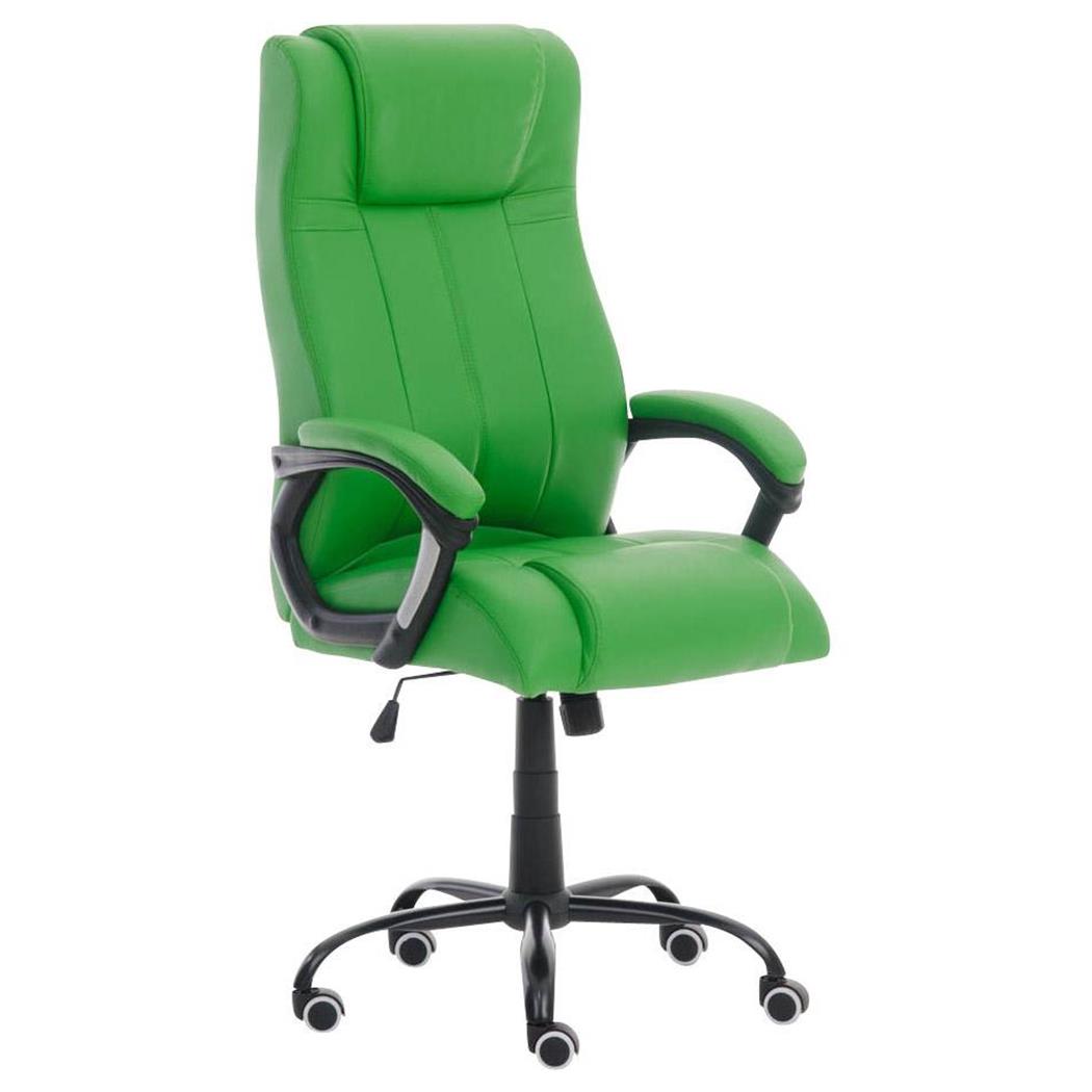Directiestoel CONDOR, Uitstekende Vulling, Zeer Stevig, Groen Lederen Bekleding