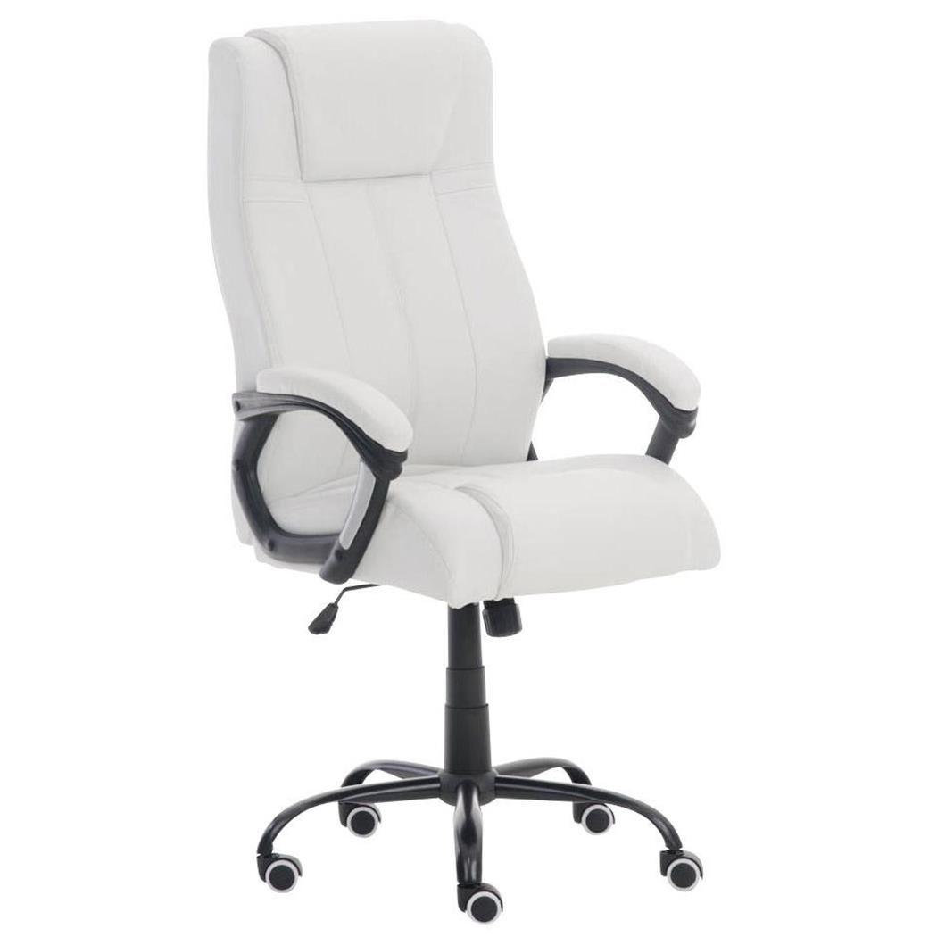 Directiestoel CONDOR, Uitstekende Vulling, Zeer Stevig, Wit Lederen Bekleding