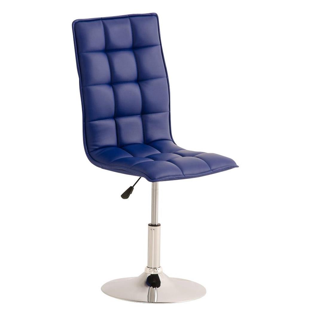 Vergaderstoel BULGARI, In Hoogte Verstelbaar, Metalen Onderstel, in Blauw Leder