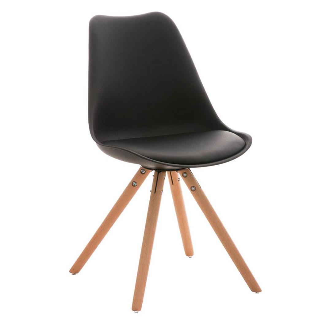 Design Vergaderstoel ALMA Zeer Exclusief, Frame in Natuurlijk Hout en Zwart Leder