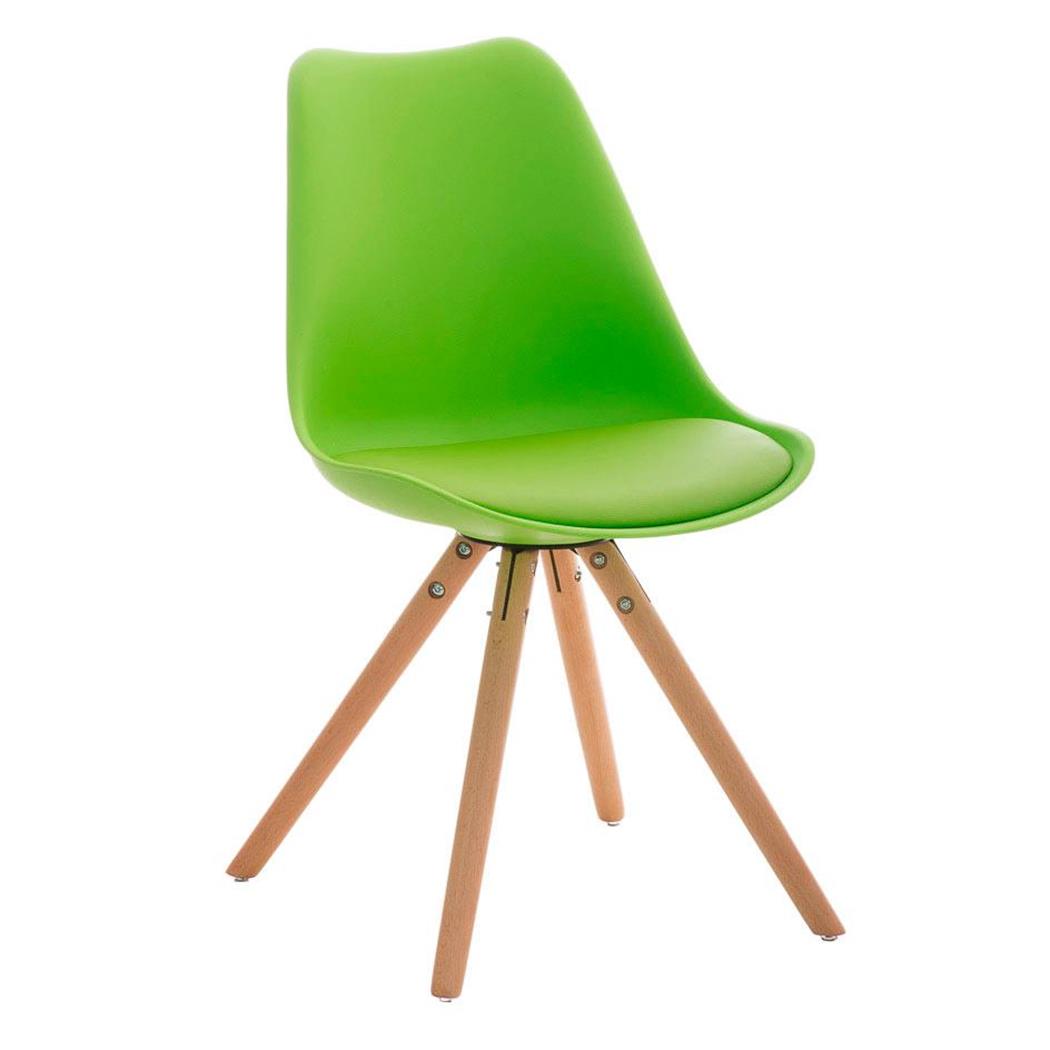 Design Vergaderstoel ALMA Zeer Exclusief, Frame in Natuurlijk Hout en Groen Leder