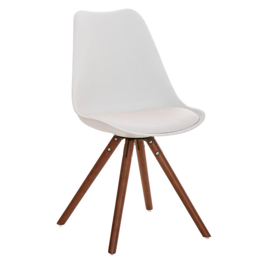 Design Vergaderstoel ALMA Walnoot, Heel Exclusief, Structuur in Walnoothout en Wit Leder