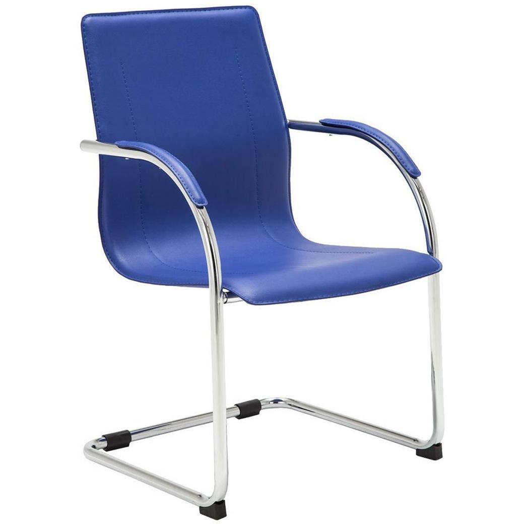 Vergaderstoel FLAP, Metalen frame, Elegant en Modern Ontwerp, Blauw Leder