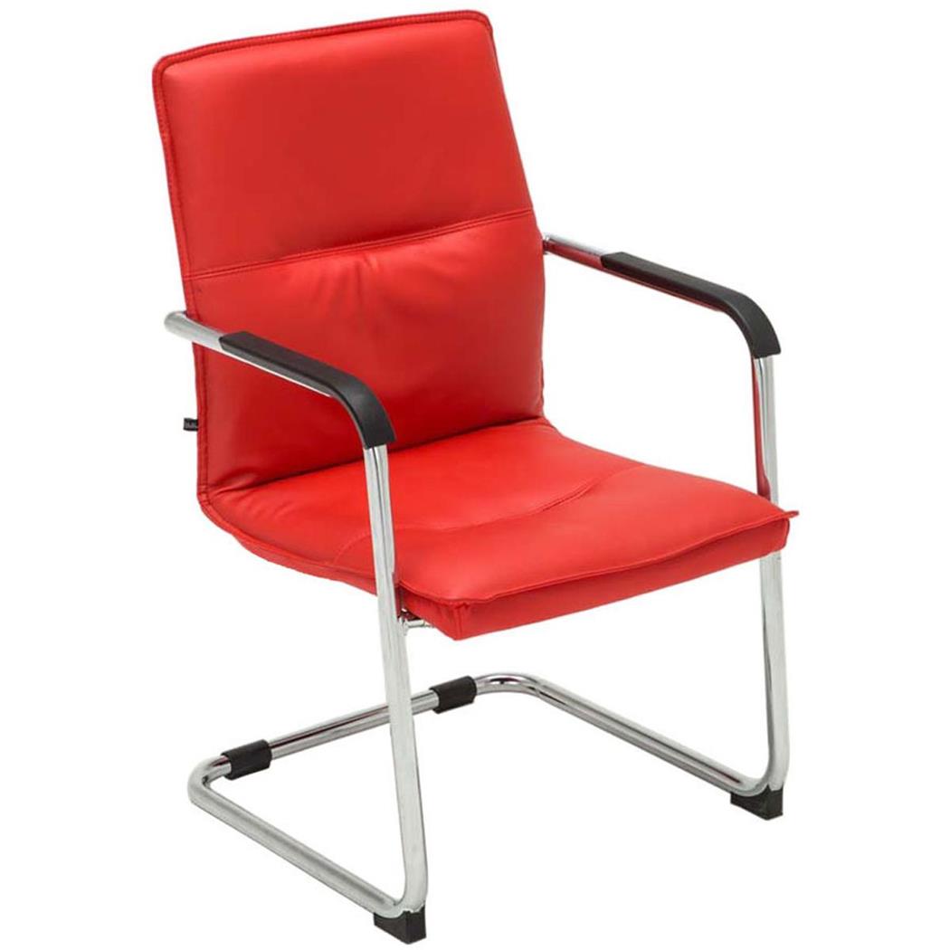 Vergaderstoel GOLIATH, Metalen Structuur, Dikke Vulling en elegant ontwerp, in Rood Leder