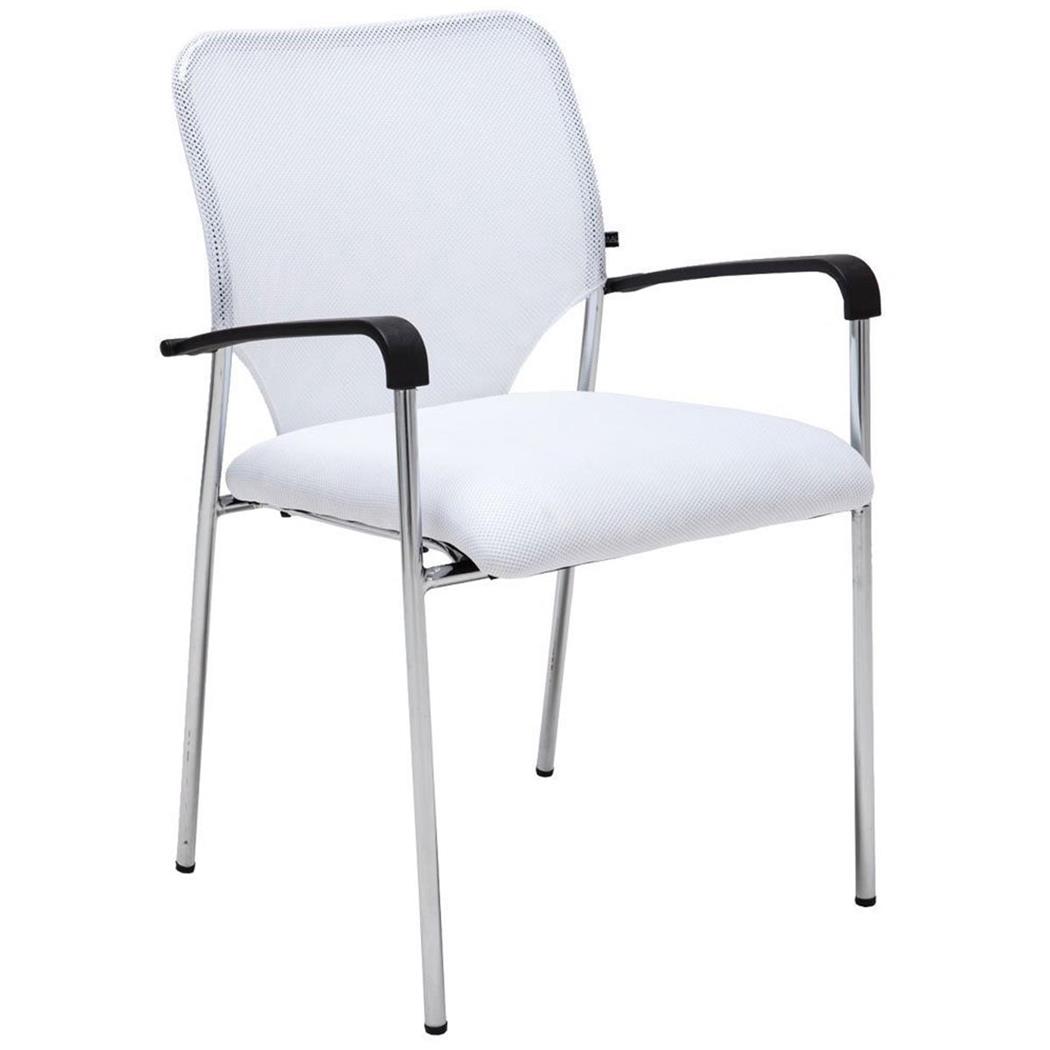 Vergaderstoel JAMAICA, Stevig en Comfortabel, Ademend Mesh in de Kleur Wit