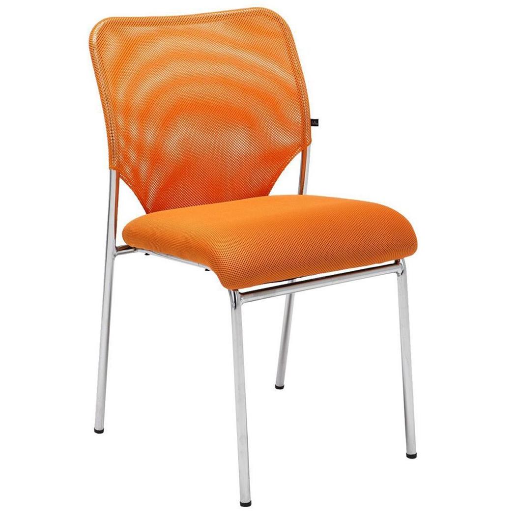 Vergaderstoel JAMAICA, Zonder Armleuningen, Stevig en Comfortabel, Ademend Mesh in de Kleur Oranje