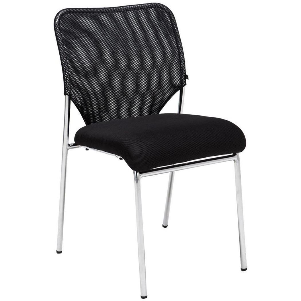 Vergaderstoel JAMAICA, Zonder Armleuningen, Stevig en Comfortabel, Ademend Mesh in de Kleur Zwart