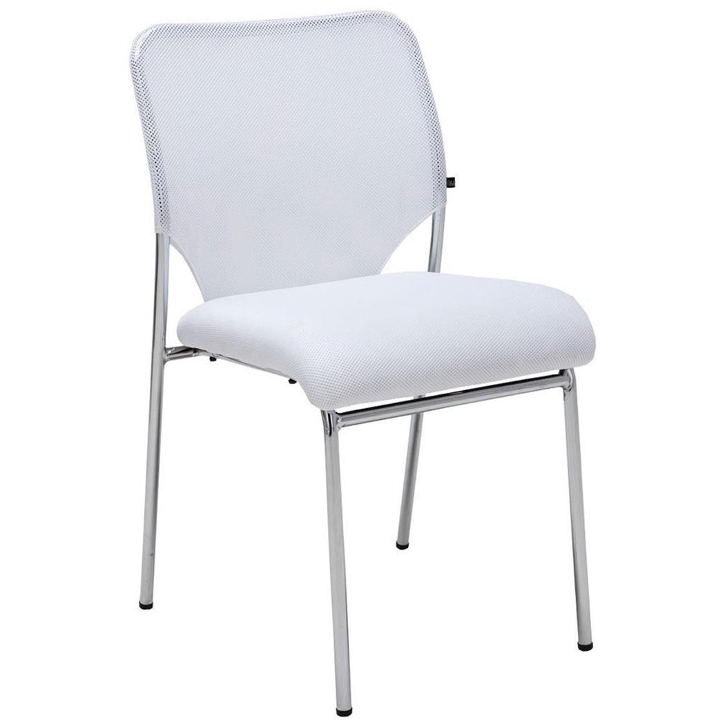 Vergaderstoel JAMAICA, Zonder Armleuningen, Stevig en Comfortabel, Ademend Mesh in de Kleur Wit