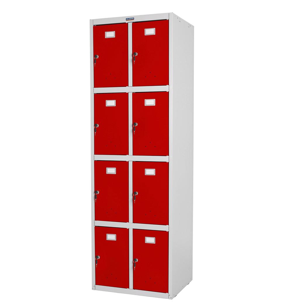 Lockerkast BERIT 8 DEURTJES, 183x58x50 cm, van Staal, Kleur Rood