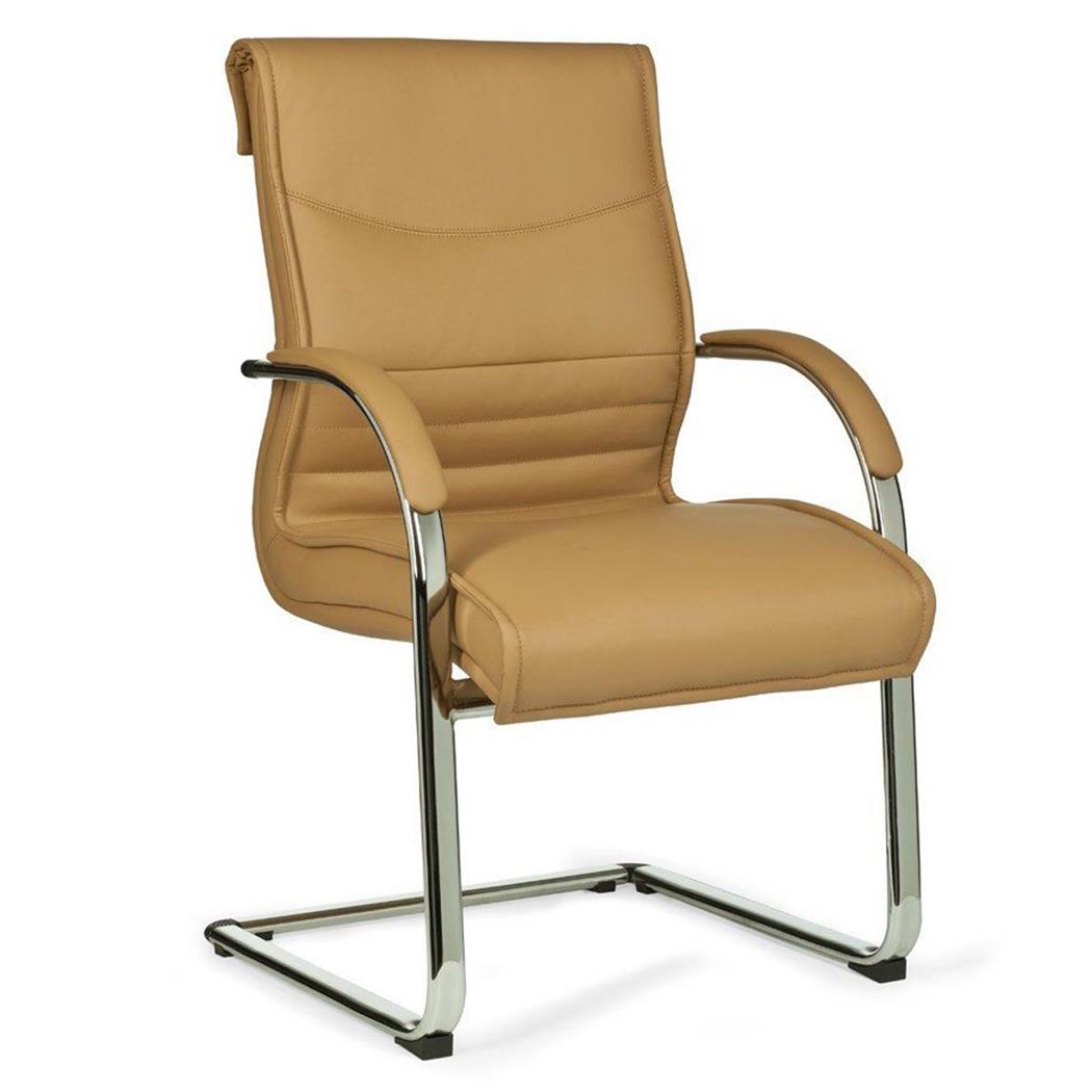 Ergonomische Vergaderstoel PINDO, Dikke Vulling, Elegant Ontwerp, Bruin Lederen Bekleding