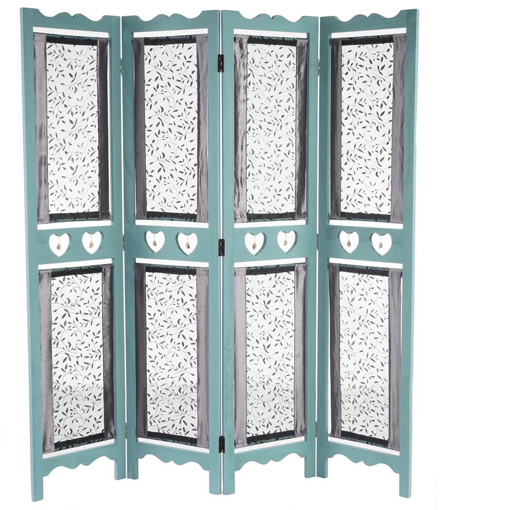 Scheidingswand 4 panelen HADAR, 170x160x2cm, Groene houtstructuur met stoffen bekleding