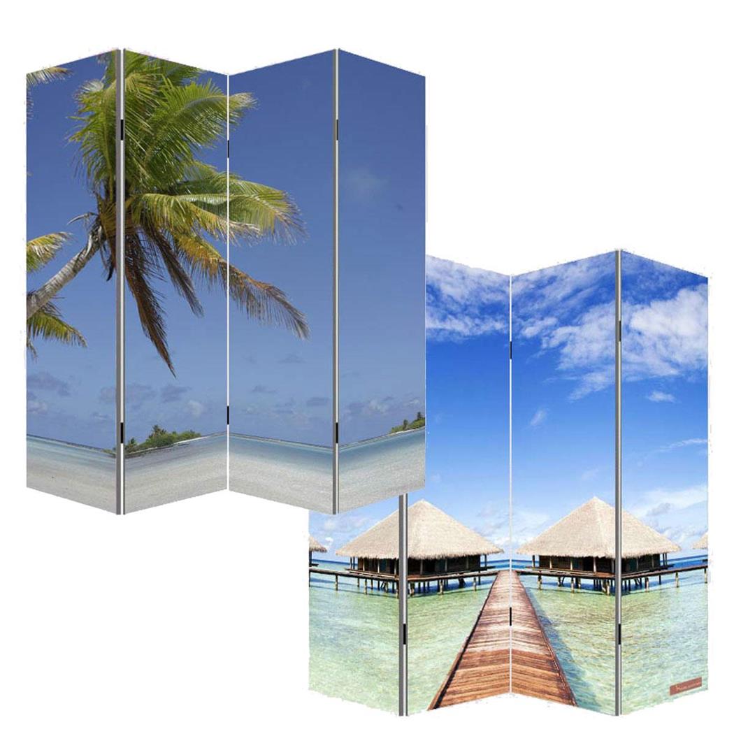 Scheidingswand 4 Panelen VINTAGE BORA BORA, 180x160x2,5cm, Houten Structuur