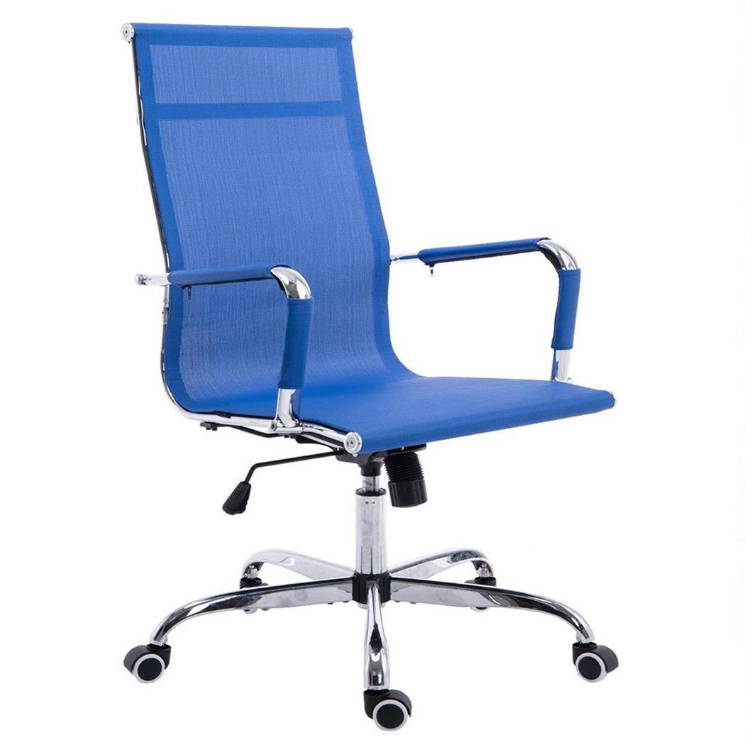 Bureaustoel ITALICA, Metalen Frame, Prachtig Ontwerp, met Ademend Mesh, Kleur Blauw