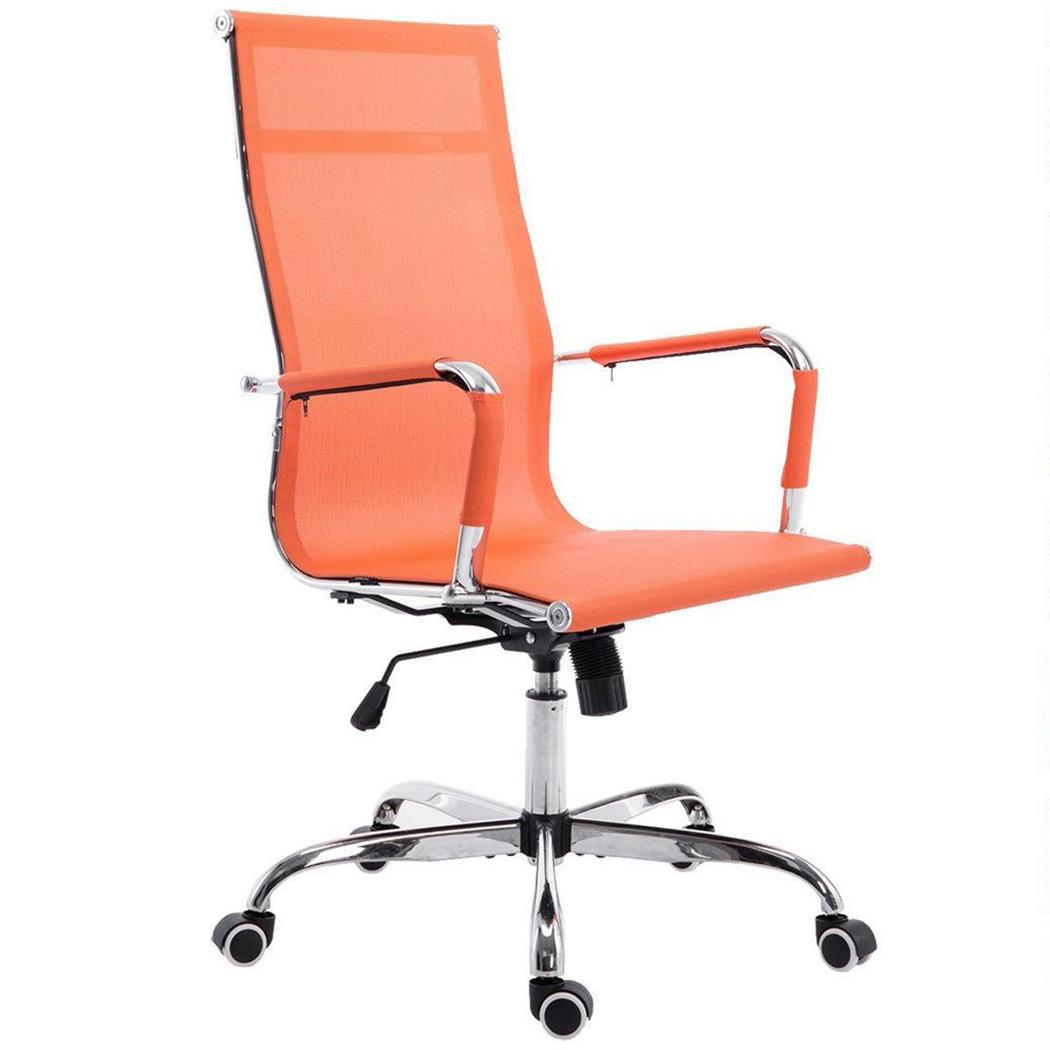 Bureaustoel ITALICA, Metalen Frame, Prachtig Ontwerp, met Ademend Mesh, Kleur Oranje