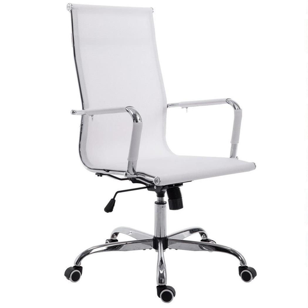Bureaustoel ITALICA, Metalen Frame, Prachtig Ontwerp, met Ademend Mesh, Kleur Wit