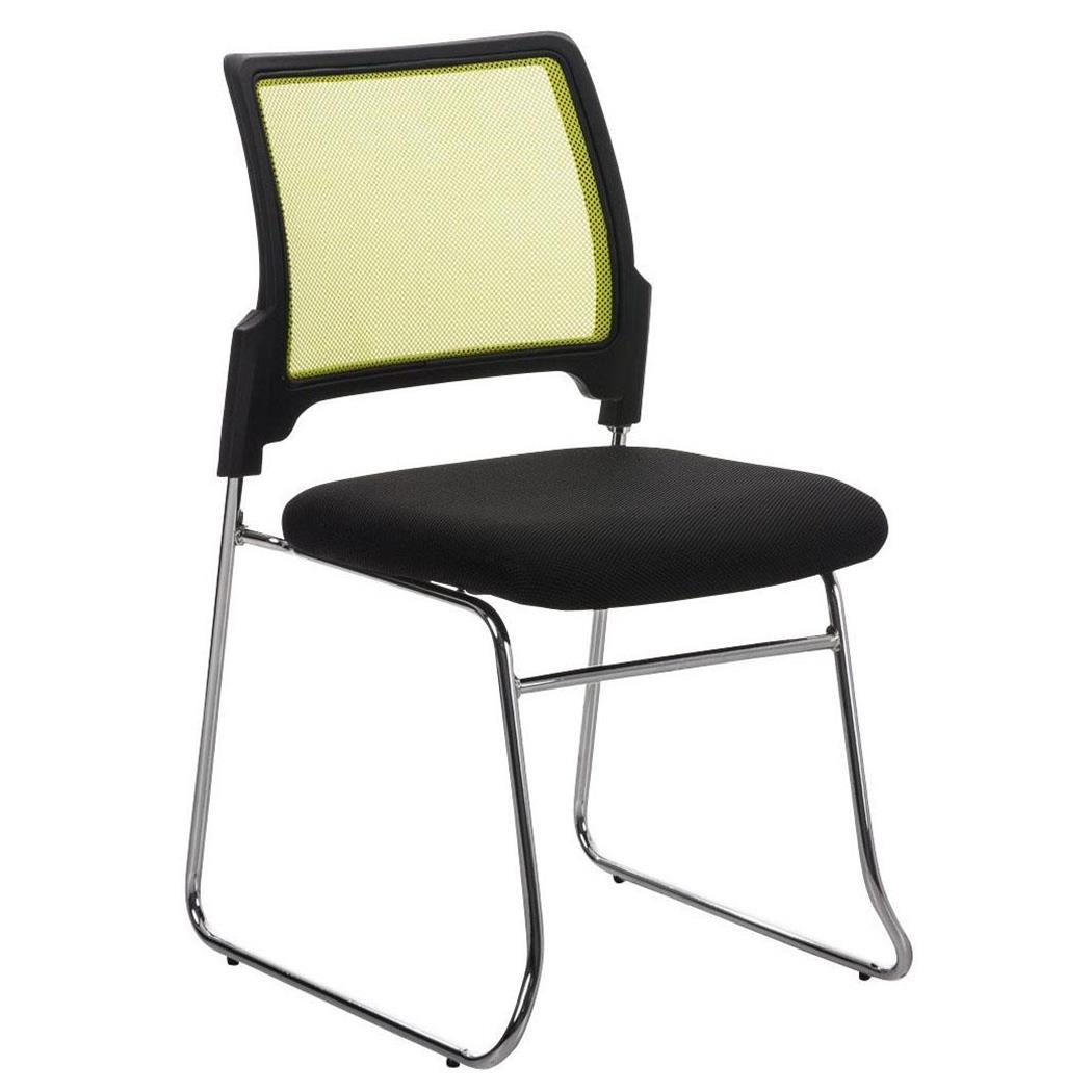 Vergaderstoel CRANTON, Stapelbaar, Metalen Frame, Stof en Ademende Mesh Bekleding, Groen