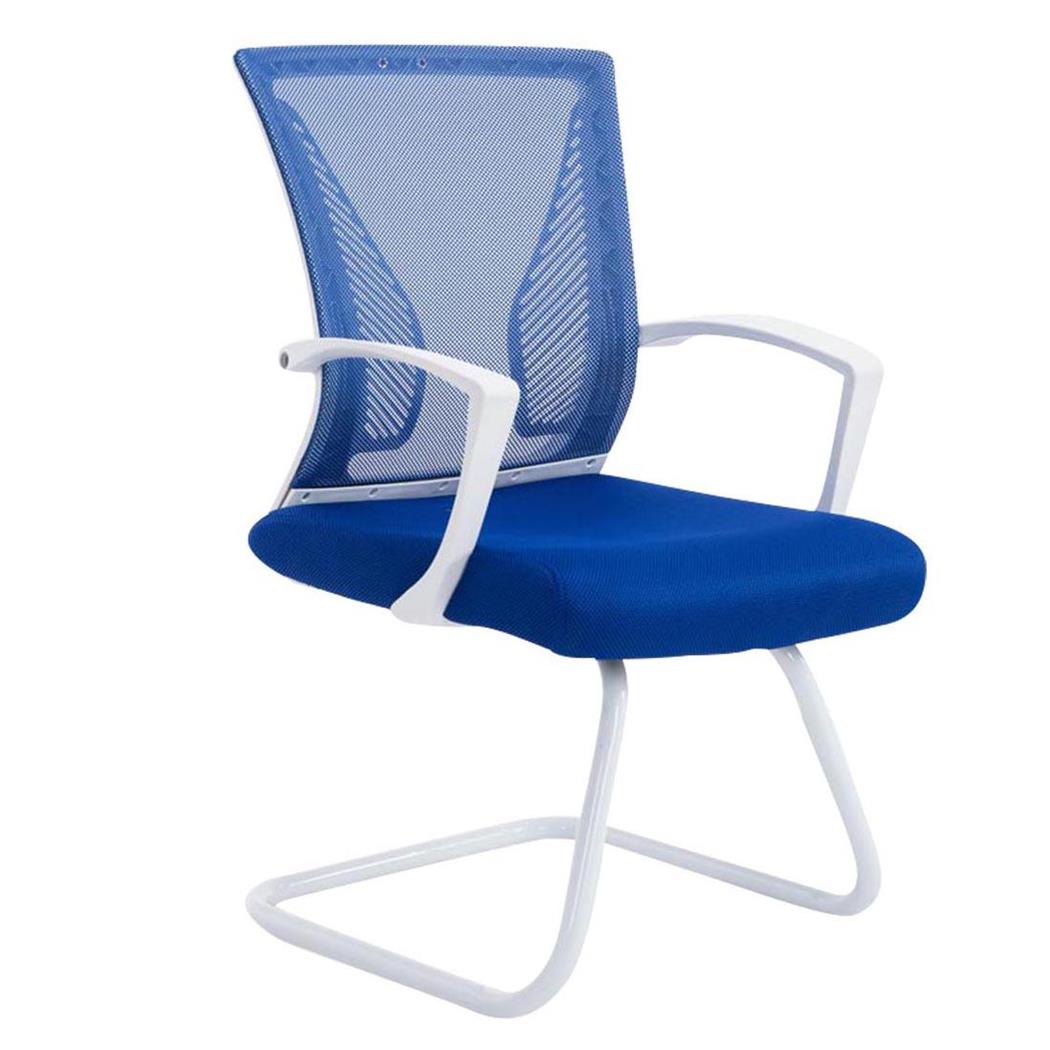 Vergaderstoel CUBA WHITE V,  Metalen Onderstel, van Ademend Mesh in de Kleur Blauw