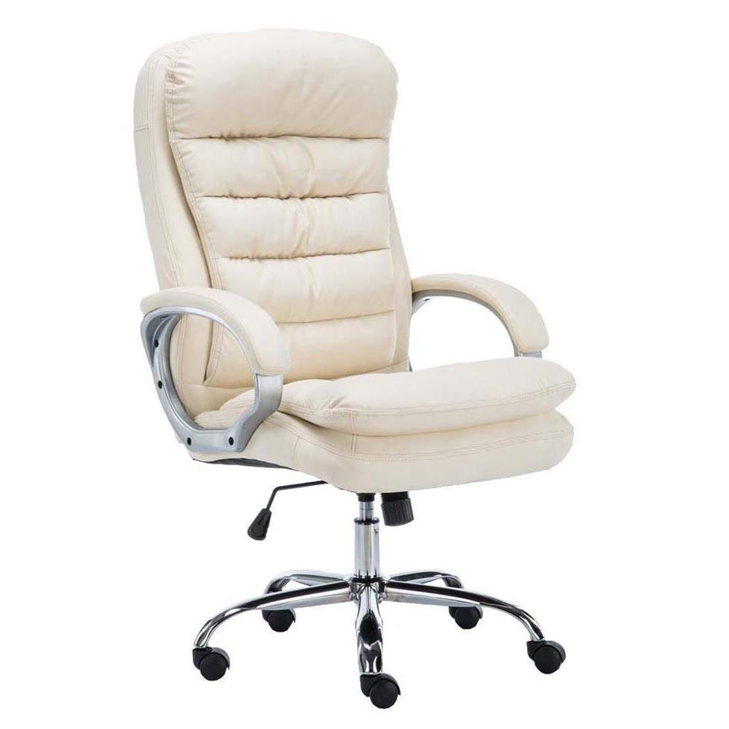 Directiestoel ACUNA, Dikke Vulling, Belastbaar Tot 150 kg, in Beige Leder