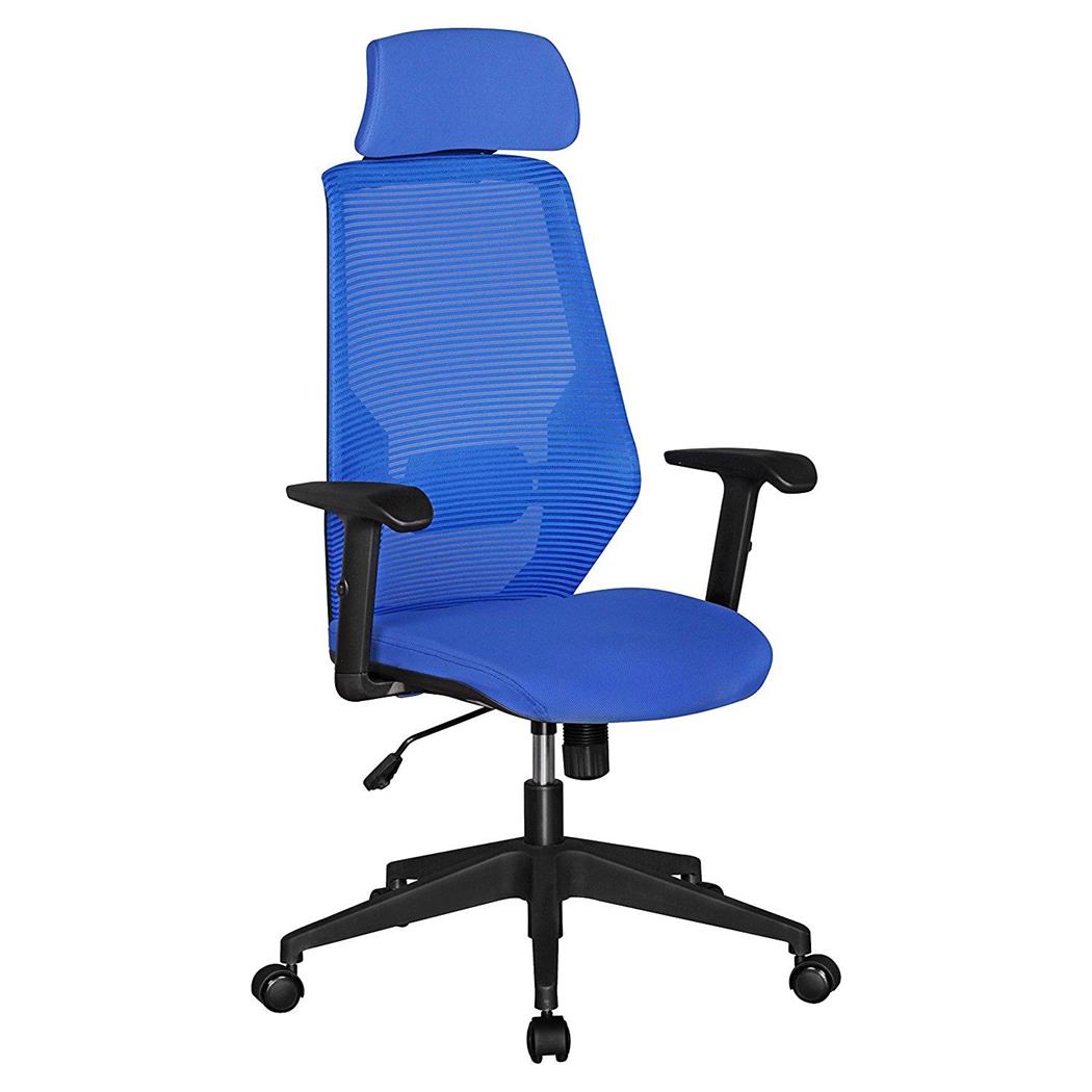 Ergonomische Bureaustoel ERIKA, Lendensteun, Verstelbare Armleuningen, Ademend Mesh Kleur Blauw