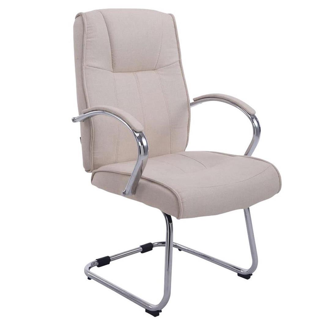 Vergaderstoel BORAU STOF met Metalen Frame, Armleuningen, Beige Bekleding