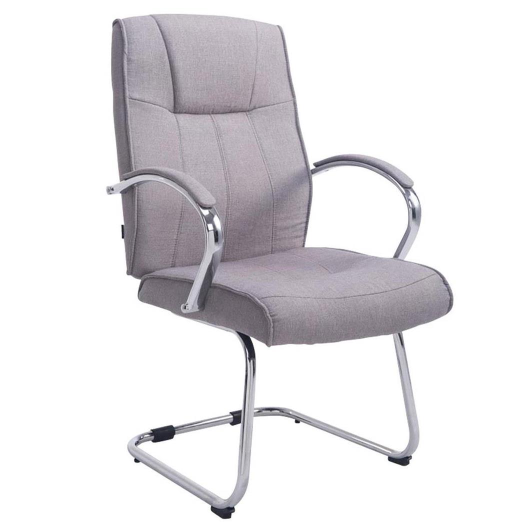 Vergaderstoel BORAU STOF met Metalen Frame, Armleuningen, Lichtgrijze Bekleding