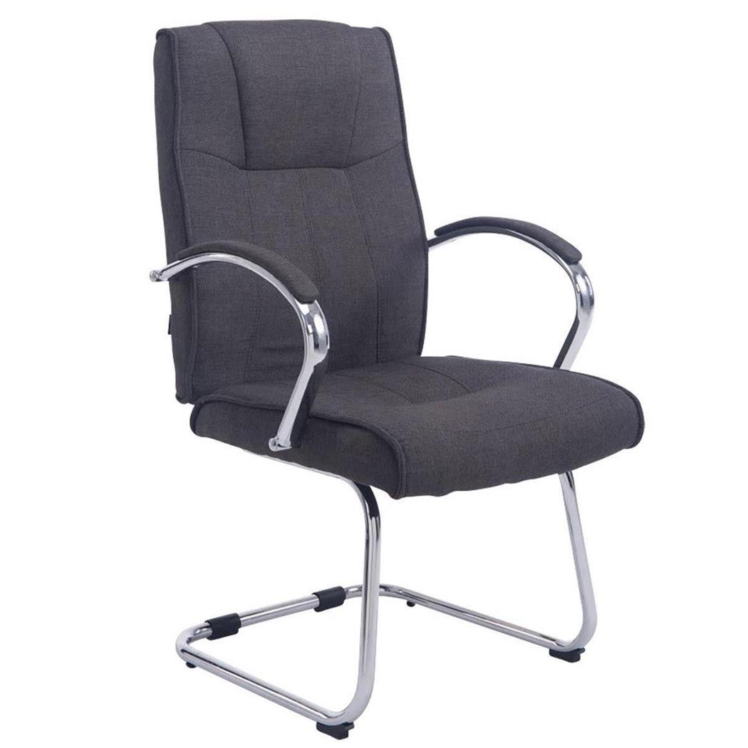 Vergaderstoel BORAU STOF met Metalen Frame, Armleuningen, Donkergrijze Bekleding