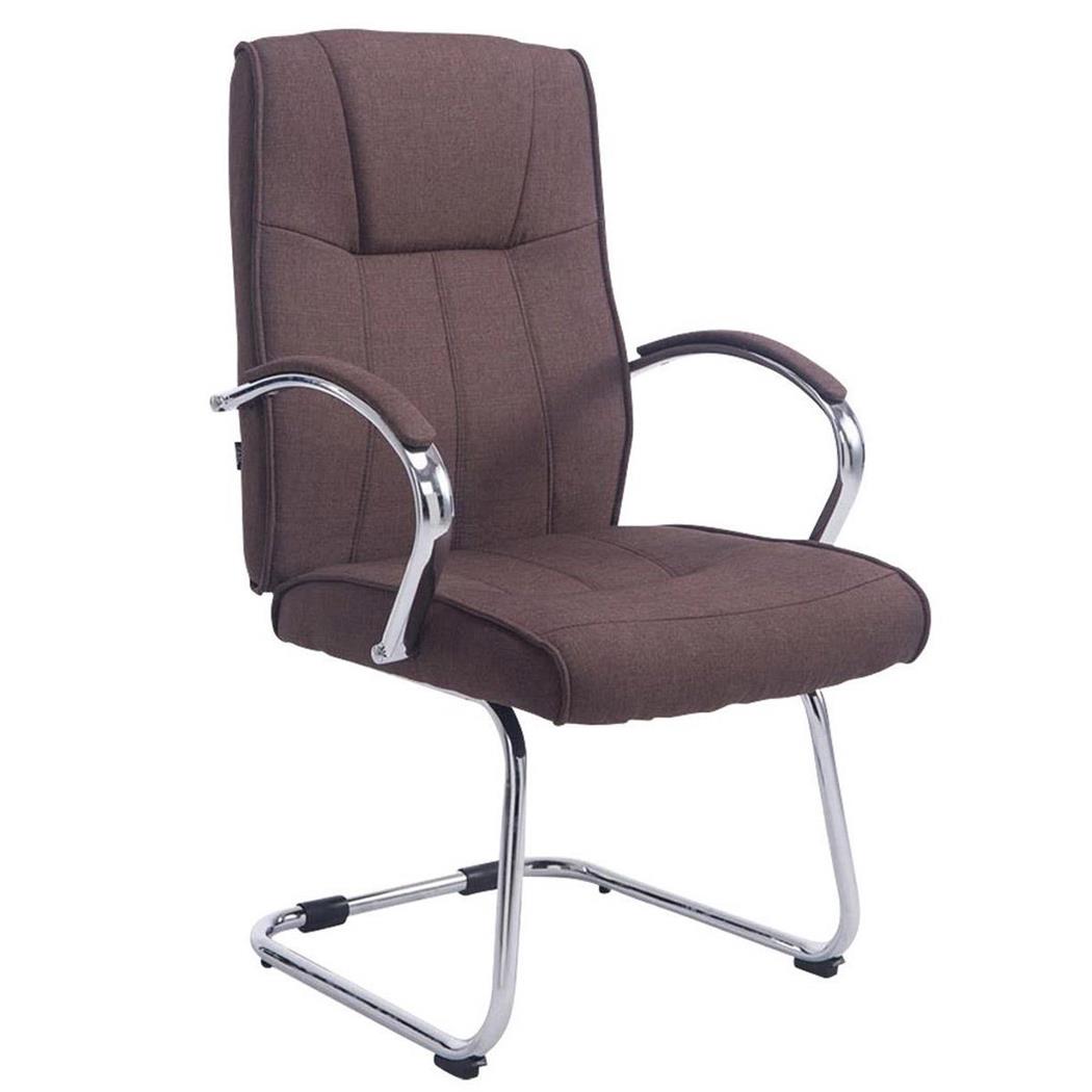 Vergaderstoel BORAU STOF met Metalen Frame, Armleuningen, Bruine Bekleding