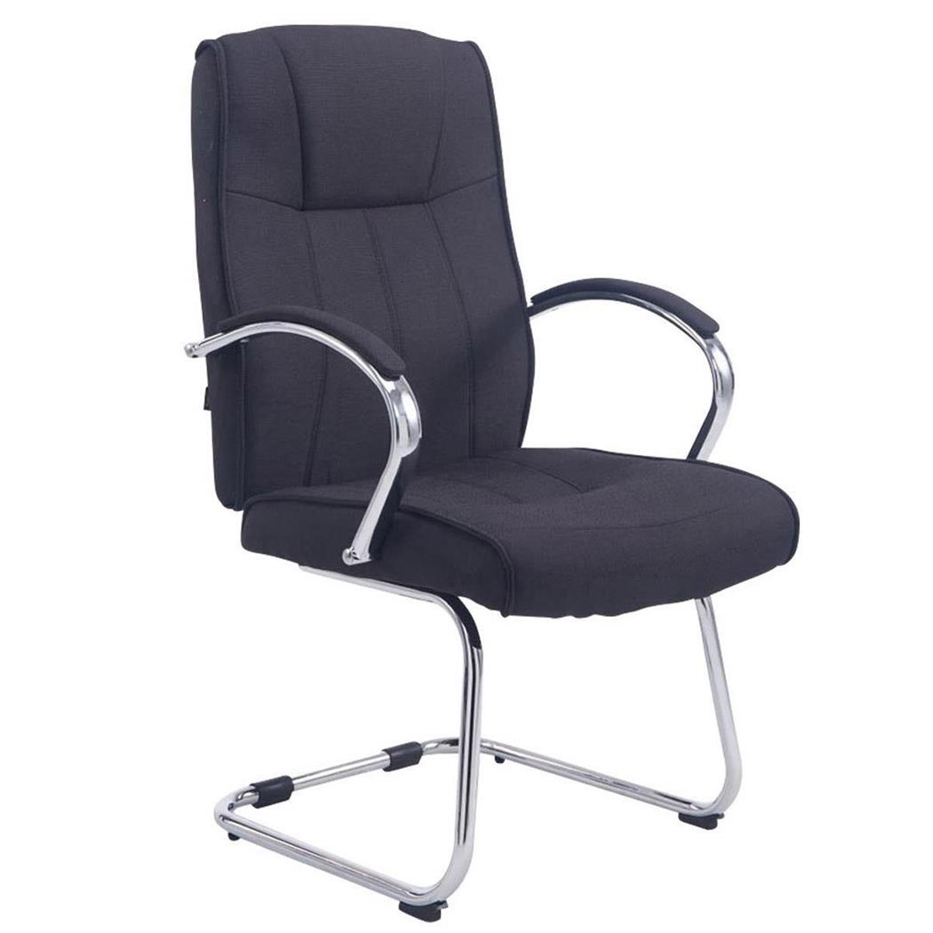 Vergaderstoel BORAU STOF met Metalen Frame, Armleuningen, Zwarte Bekleding