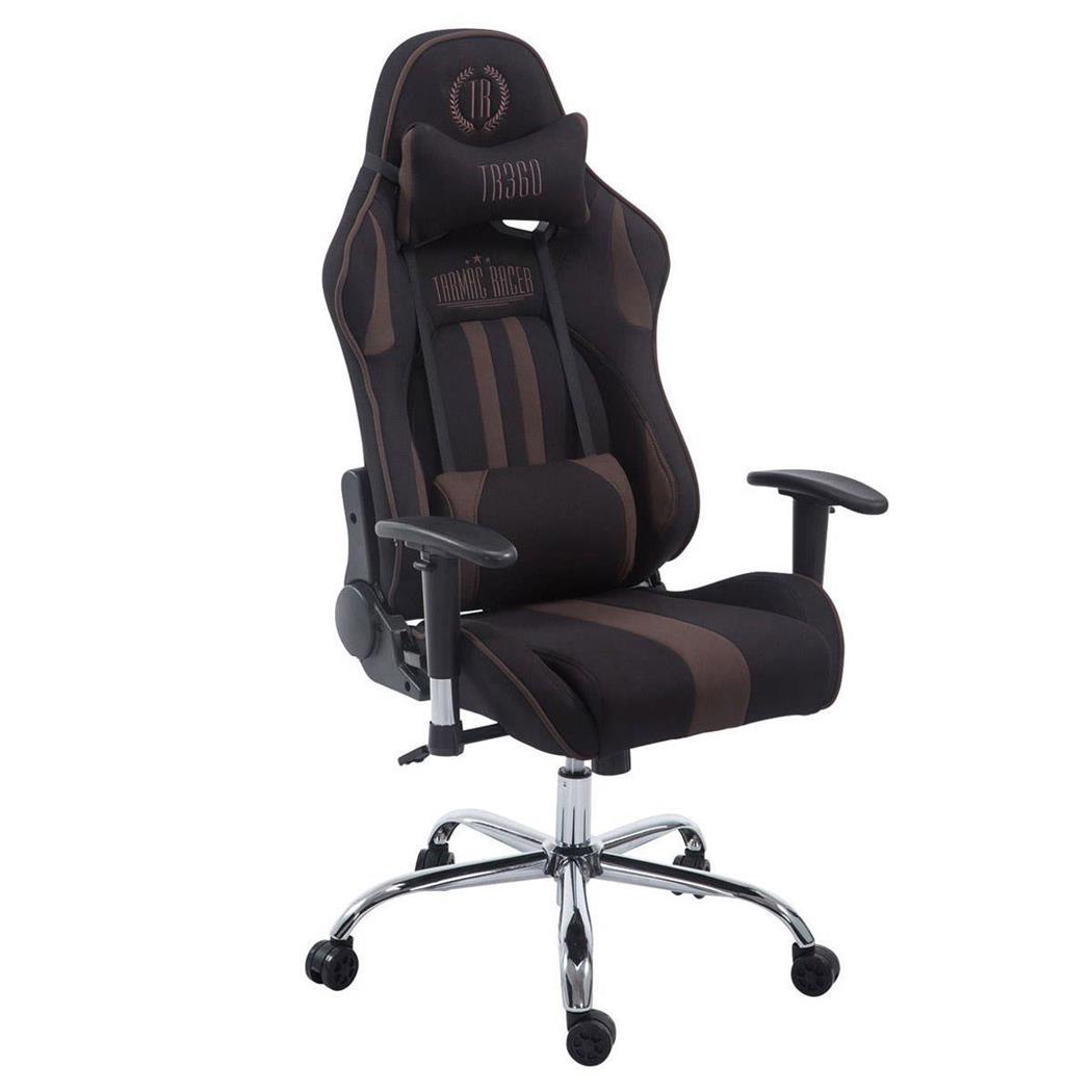 Gamingstoel LOGAN, Kantelbare Rugleuning, Inclusief Kussens, Metalen Onderstel, Stoffen Bekleding in Zwart/Bruin
