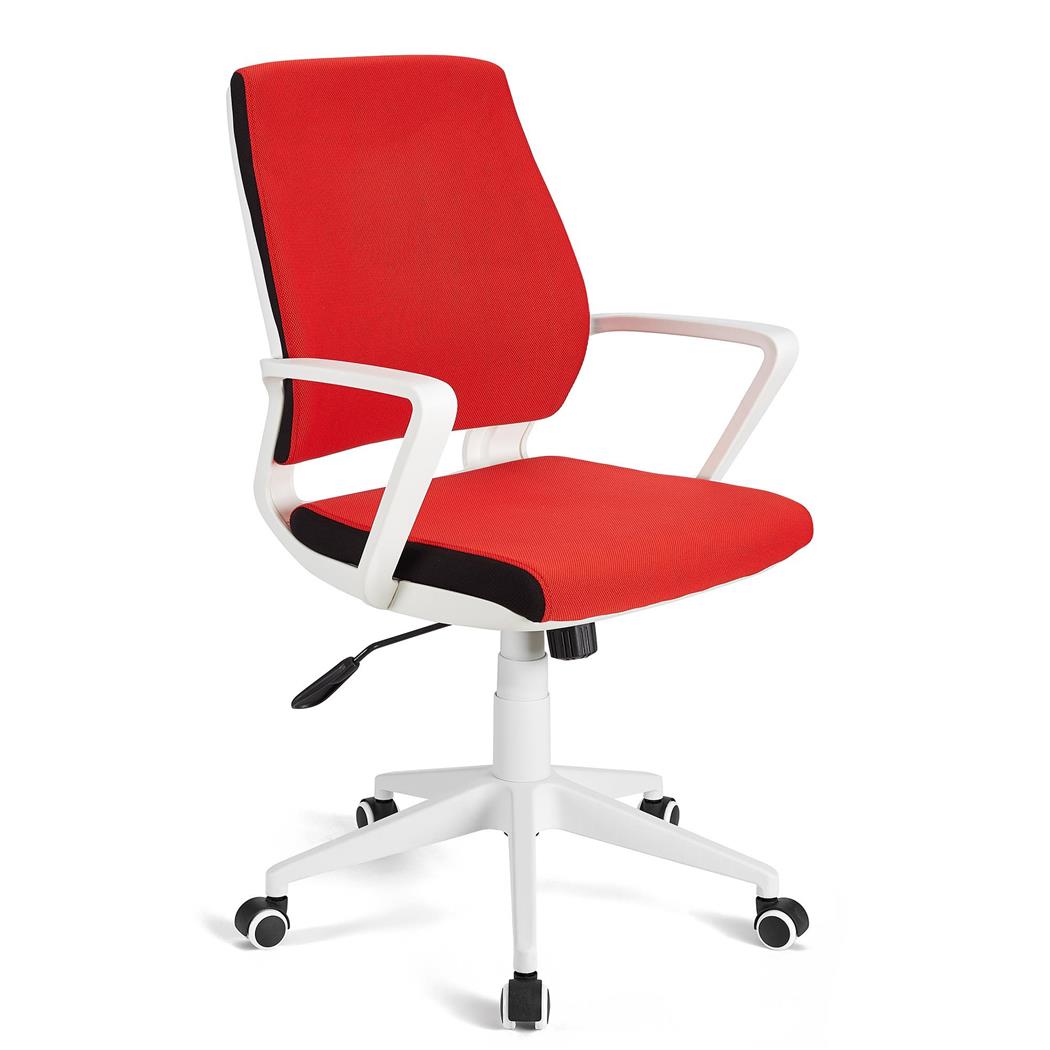Bureaustoel IRMA, Wit frame, Kantelmechanisme, Stoffen bekleding in de kleur Rood