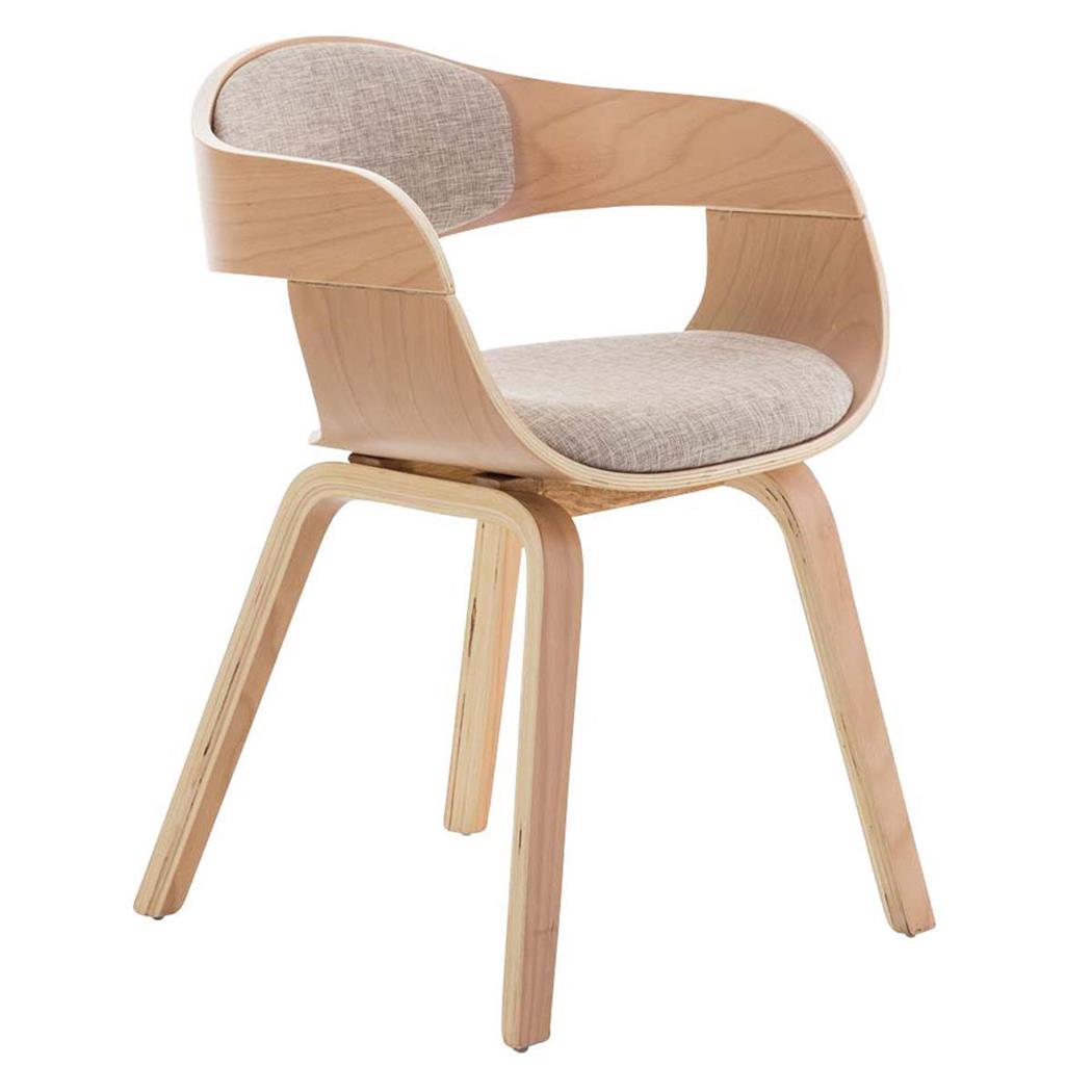 Vergaderstoel BHUTAN Exclusief Ontwerp, Houten Structuur Kleur Beukenhout en Beige Stof