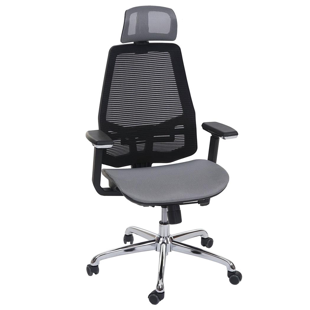 Ergonomische Bureaustoel BREND, Lendensteun, Gebruik 8h, Ademende Mesh, Grijs en Zwart