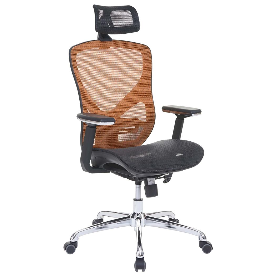 Ergonomische Bureaustoel LAMBI, Volledig Verstelbaar, Lendensteun, Kleur Oranje/Zwart