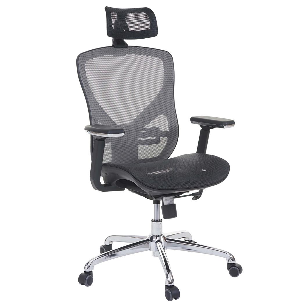 Ergonomische Bureaustoel LAMBI, Volledig Verstelbaar,  Lendensteun, Kleur Zwart/Grijs