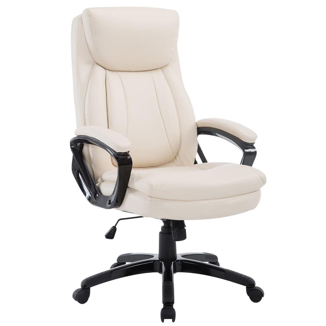Directiestoel TOMPA, Dikke vulling, Belastbaar tot 150 kg, Beige lederen bekleding