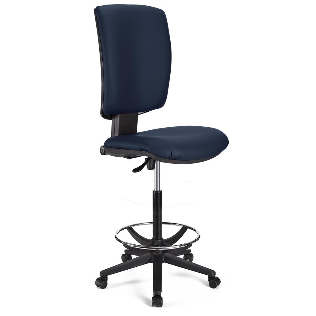 Bureaukruk ATLAS, Zonder Armleuningen, Verstelbare Rugleuning, Dikke Vulling, in Blauw Leder
