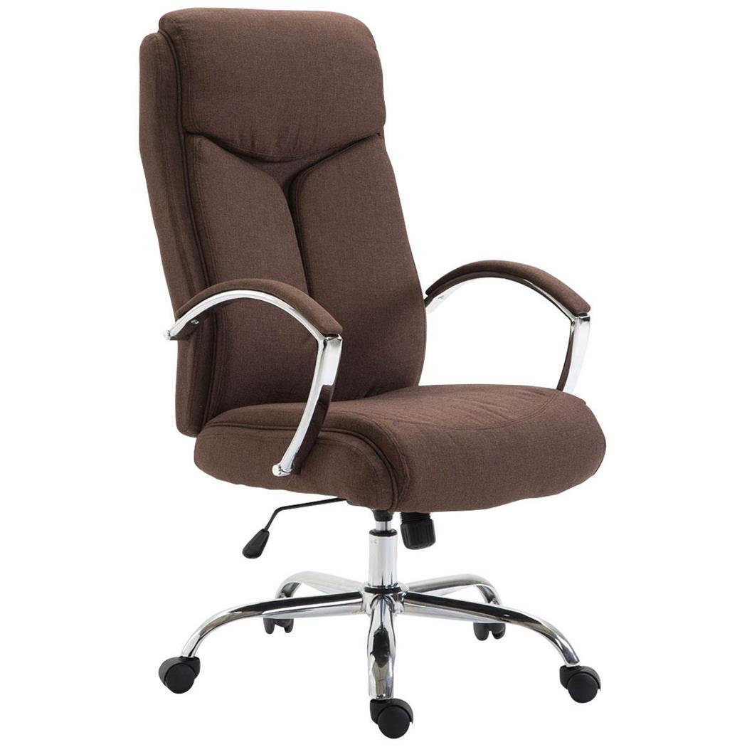 Bureaustoel BAUDY, Dikke Vulling, Metalen Onderstel, Stoffen Bekleding, Bruin