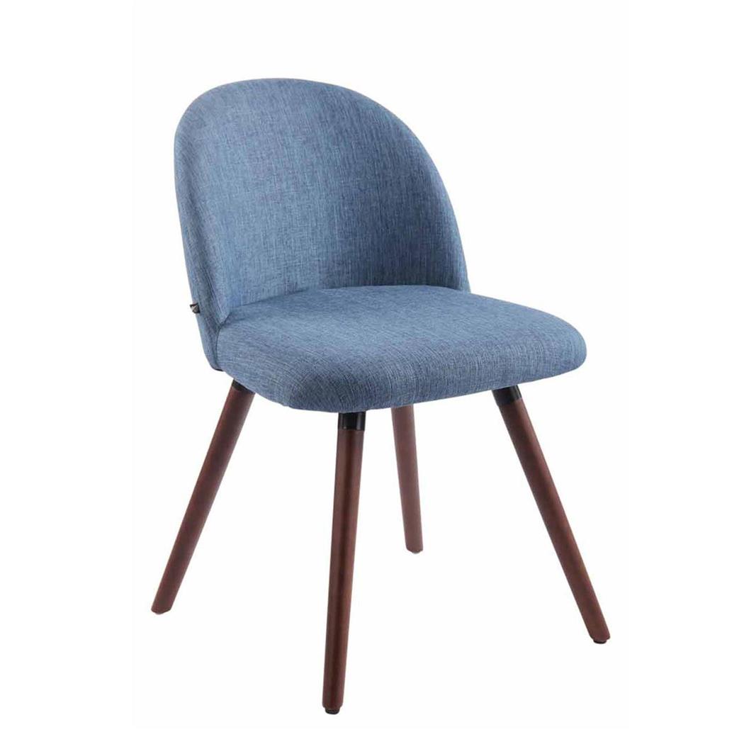 Vergaderstoel MINA, Exclusief Ontwerp, met Walnoothout, Blauw Stoffen Bekleding