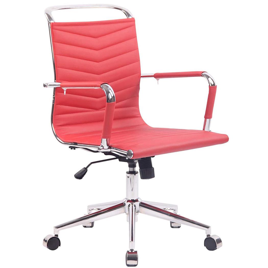 Bureaustoel SIGRID, Ontwerp met elegante Stiksels, in Rood Leder