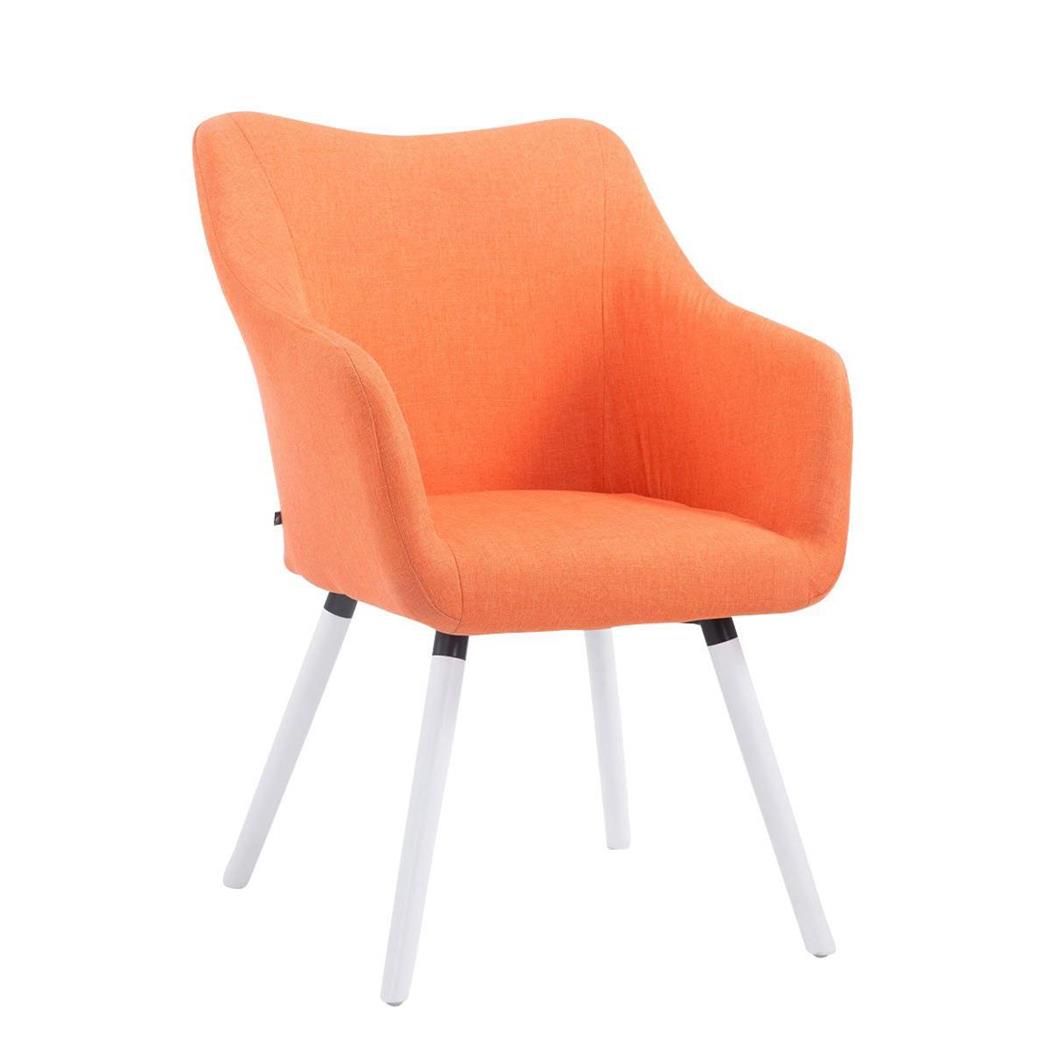 Bezoekersstoel GREG STOF, Modern Ontwerp, Witte Poten, Oranje