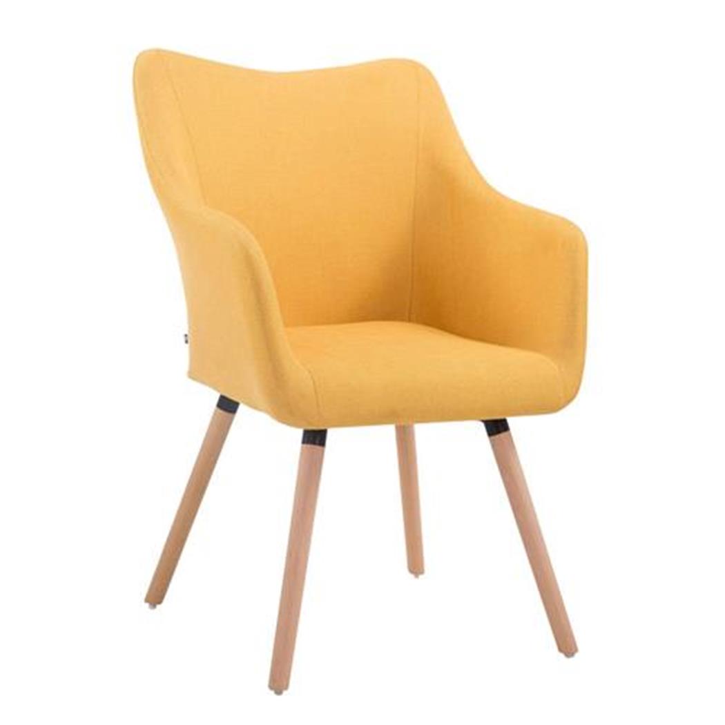 Bezoekersstoel GREG STOF, Modern Ontwerp, Beukenkleurige Poten, Geel