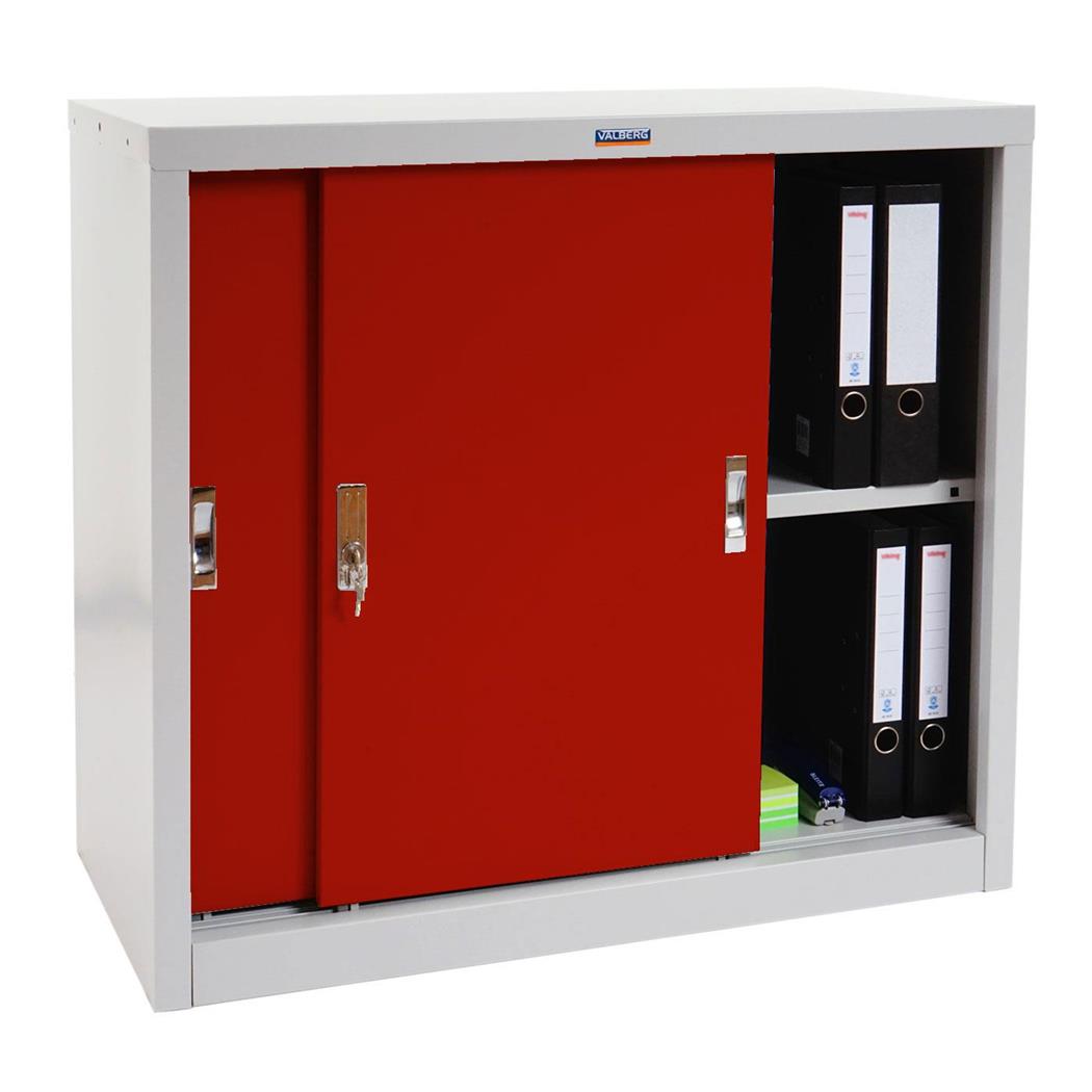 Archiefkast RICHIE 2 DEUREN, 91x46x83 cm, in Staal, Rood