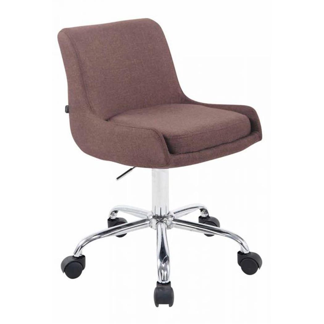 Bureaustoel AZIË, Metalen Onderstel, Stoffen Bekleding, Bruin