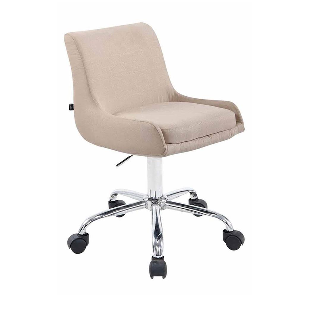 Bureaustoel AZIË, Metalen Onderstel, Stoffen Bekleding, Beige