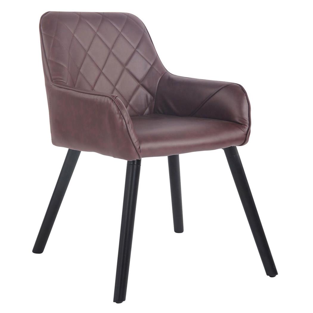 Vergaderstoel DARRY V, Donkere Poten, Leder met Stiksels, Bordeaux