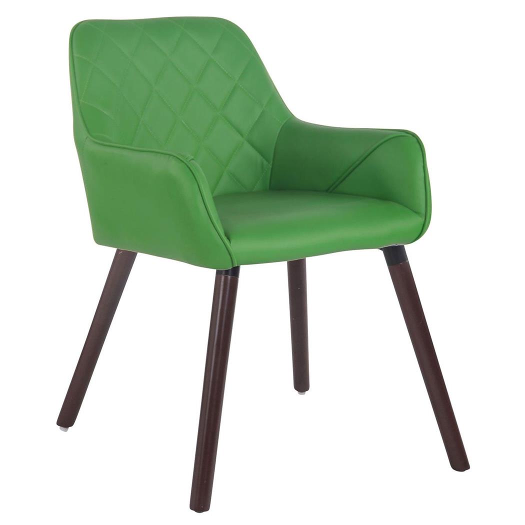 Vergaderstoel DARRY V, Walnootkleur Poten, Leder met Stiksels, Groen